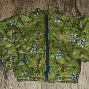 Boys Toy Story Disney Green Cartoon Character Puffer Jacket
